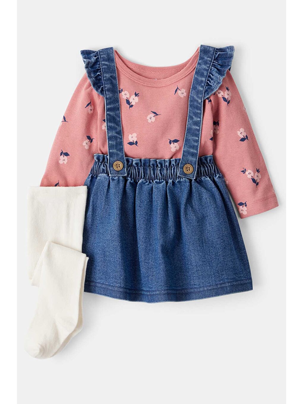 Kız Bebek Mavi Salopet Set