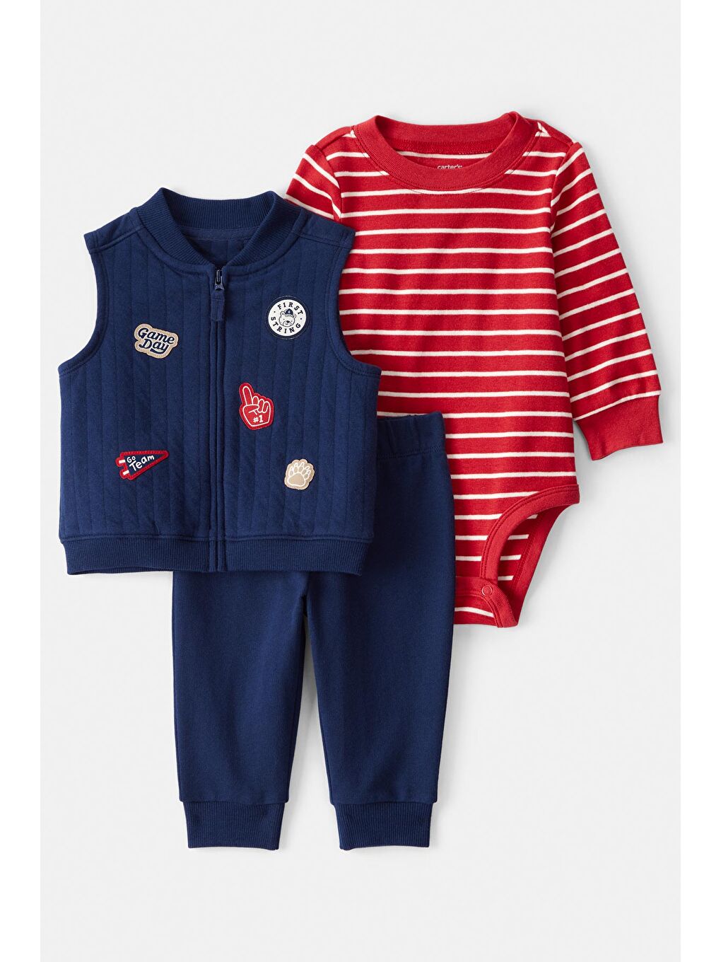 Erkek Bebek Mavi Yelekli Set