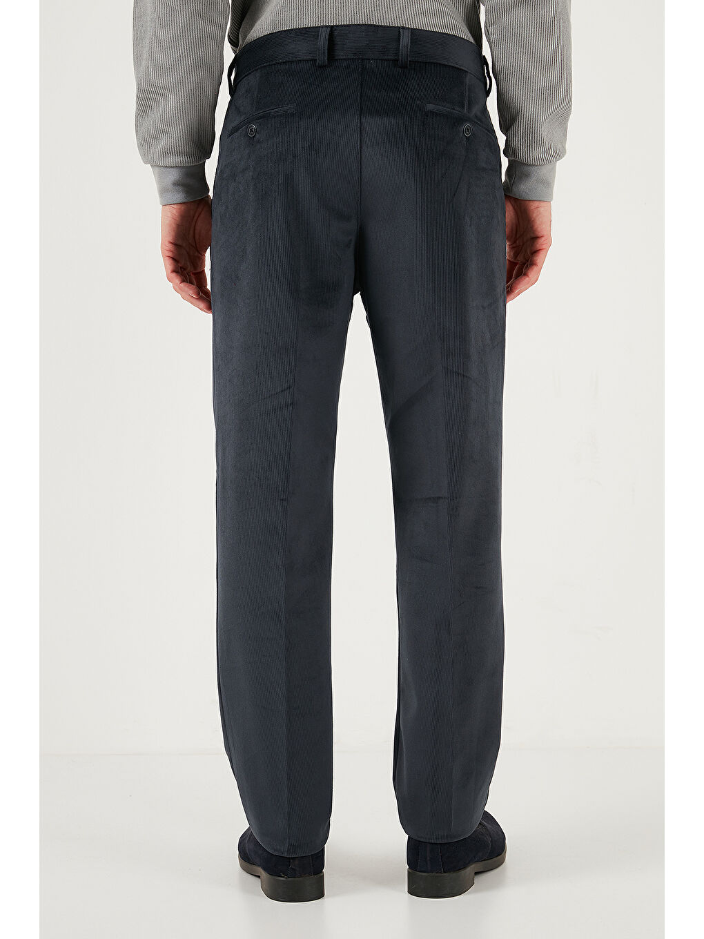 Antrasit Normal Bel Regular Fit Düz Paça 2'li Paket Kadife Pantolon 645MERLINS2-4