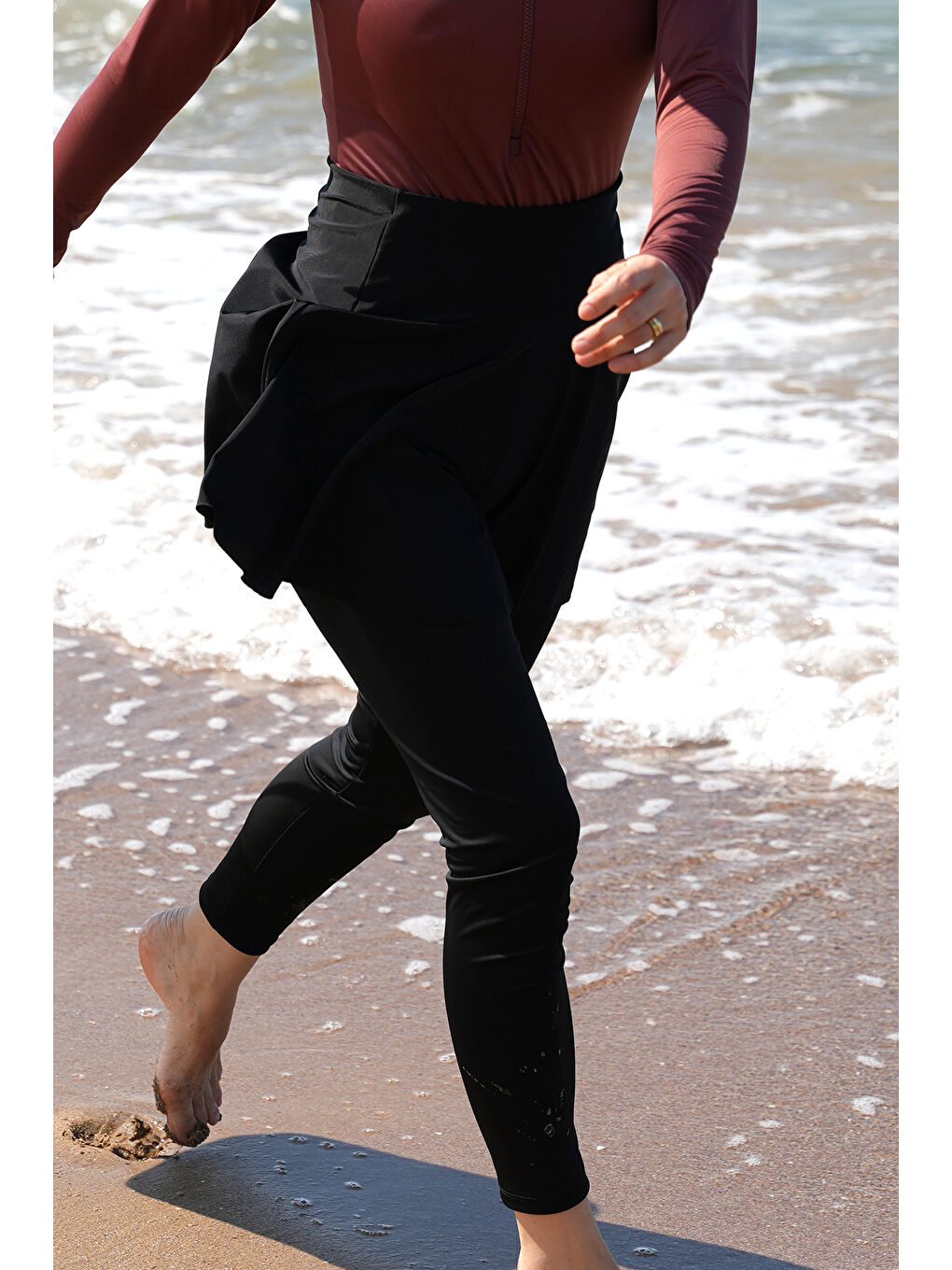 Siyah Tek Parça Elastanlı Tenisçi Etek Pareo-2