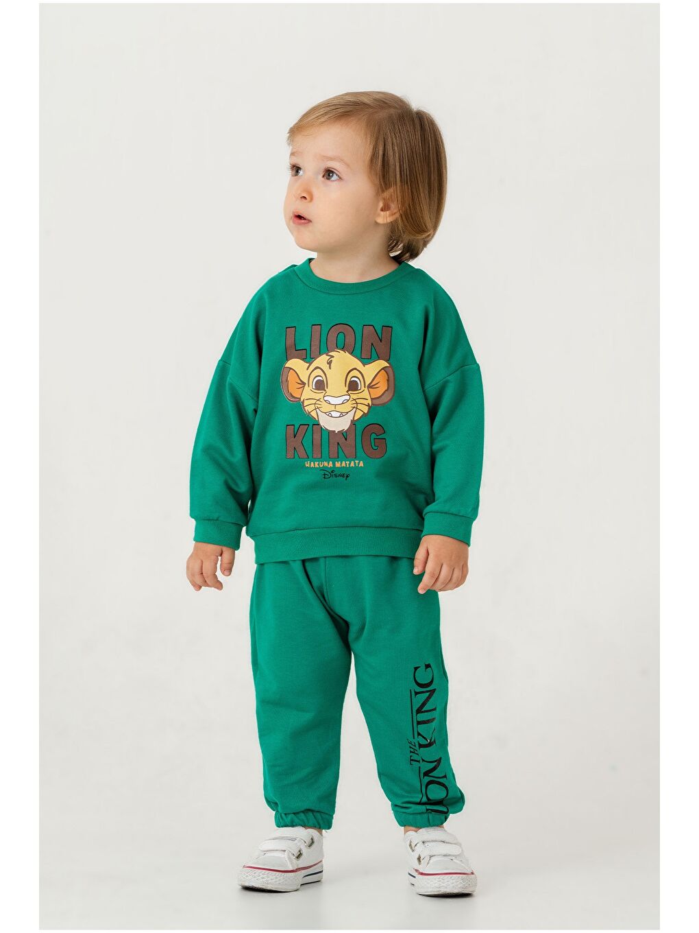 Yeşil Erkek Bebek The Lion King Baskılı Mevsimlik Eşofman Takımı-1