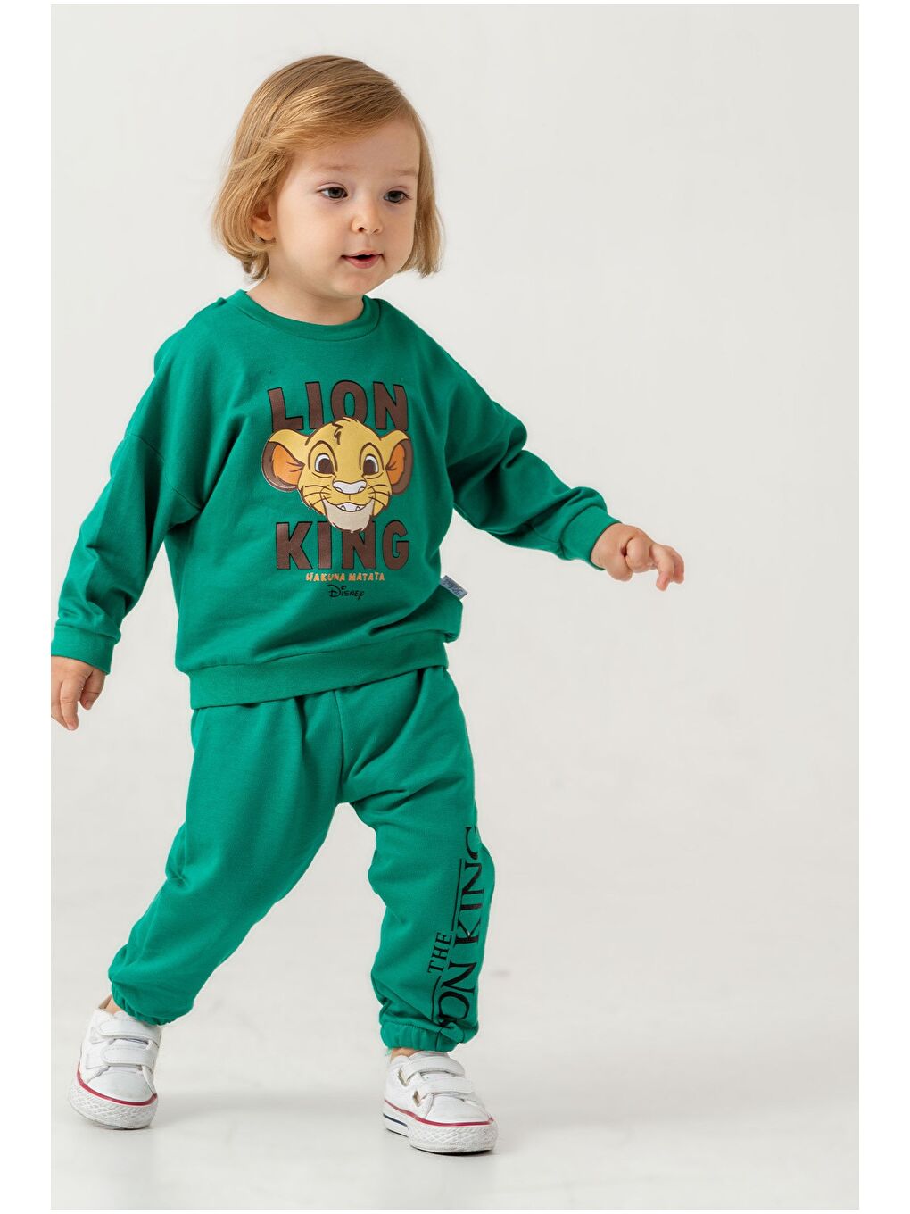 Yeşil Erkek Bebek The Lion King Baskılı Mevsimlik Eşofman Takımı-3