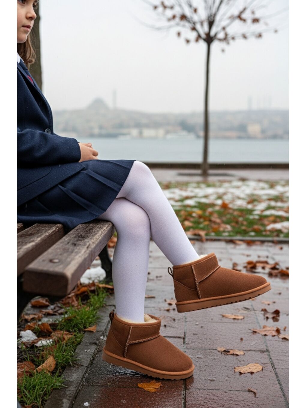 Kahverengi FROZİE Çocuk Kalın Taban İçi Tüylü Günlük Mini Yarım Bot-2