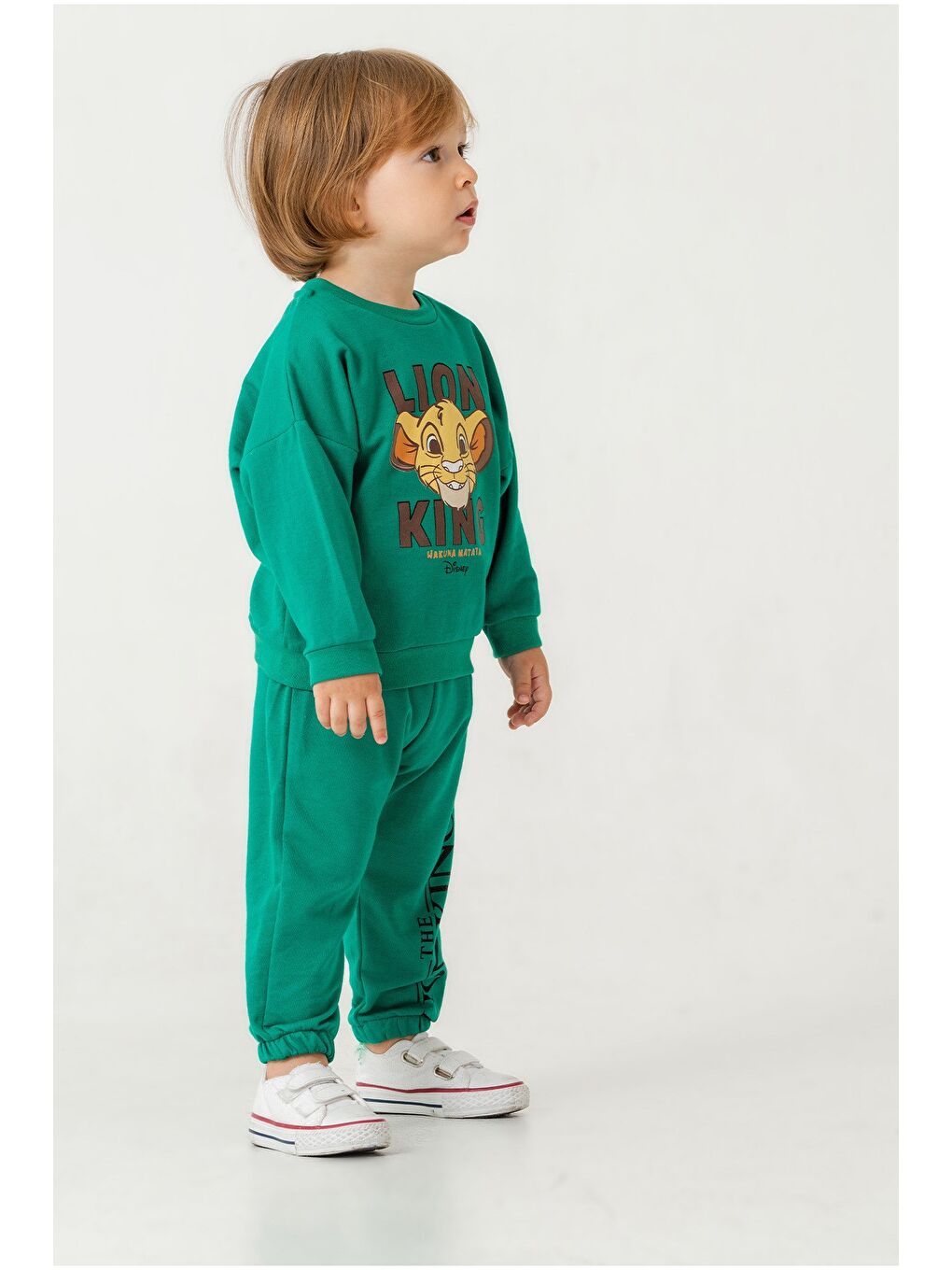 Yeşil Erkek Bebek The Lion King Baskılı Mevsimlik Eşofman Takımı-4