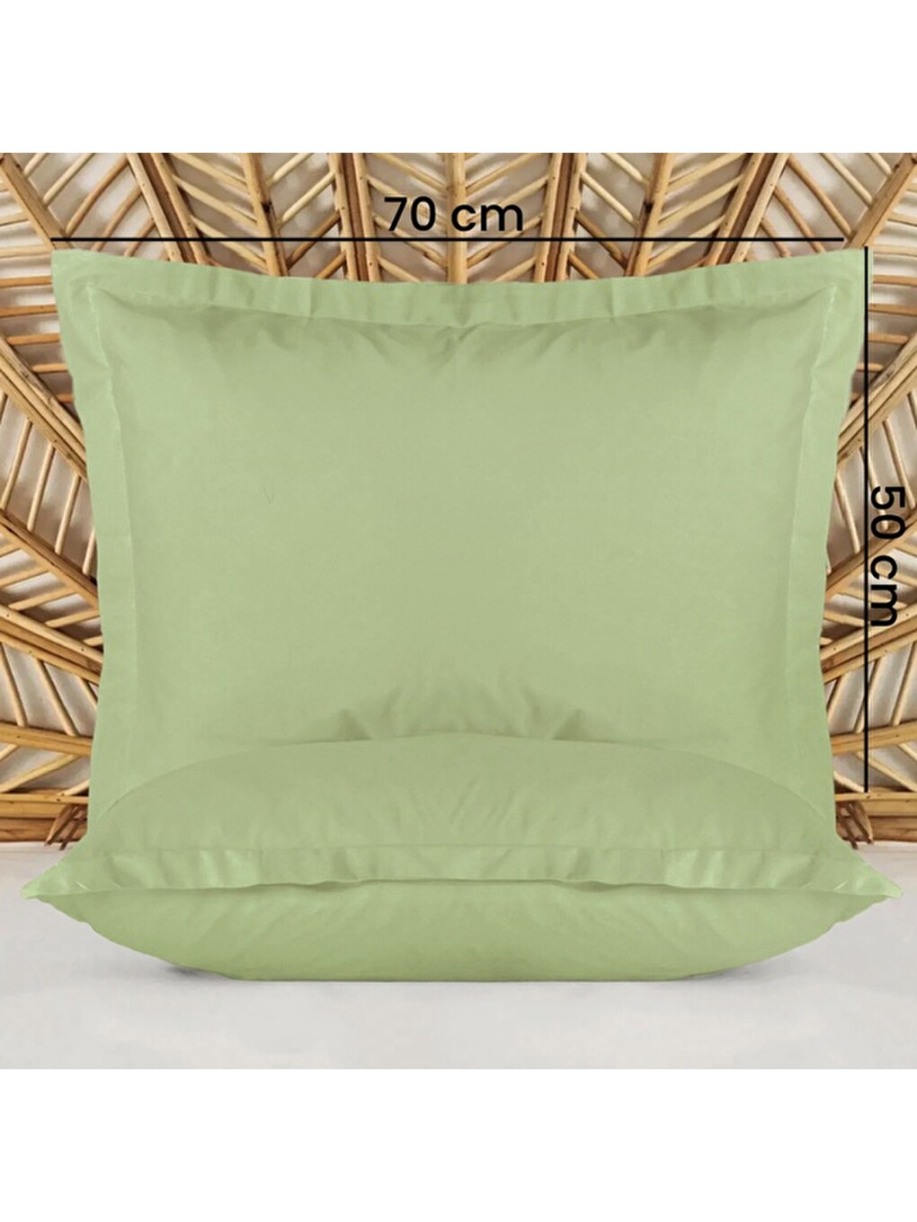 Soft Basic Oxford Saten 2'li Yastık Kılıfı - Yeşil - 50x70 cm-3