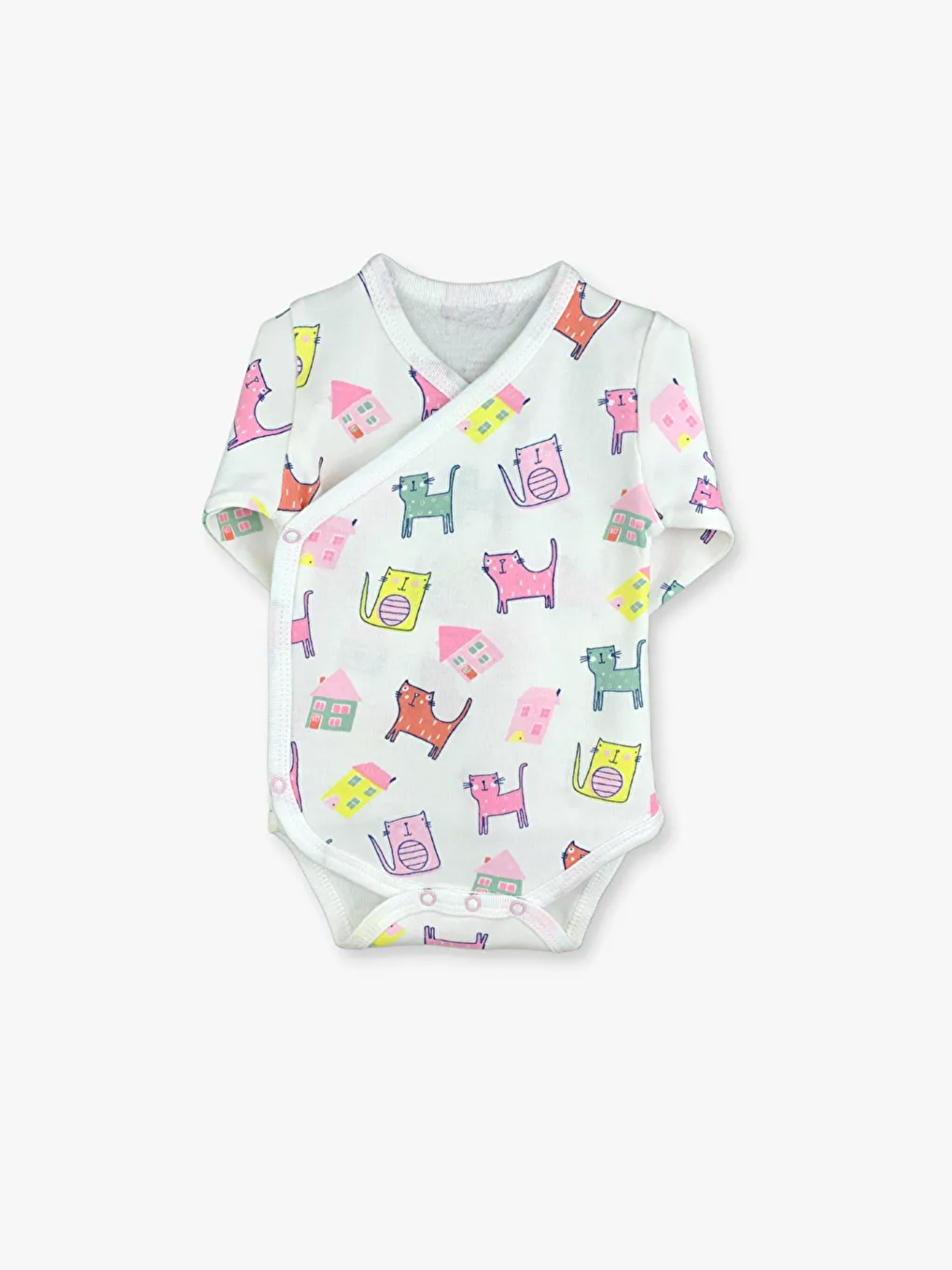 Ekru Zarf Yaka Uzun Kollu Kız Bebek 2’li Takım-1