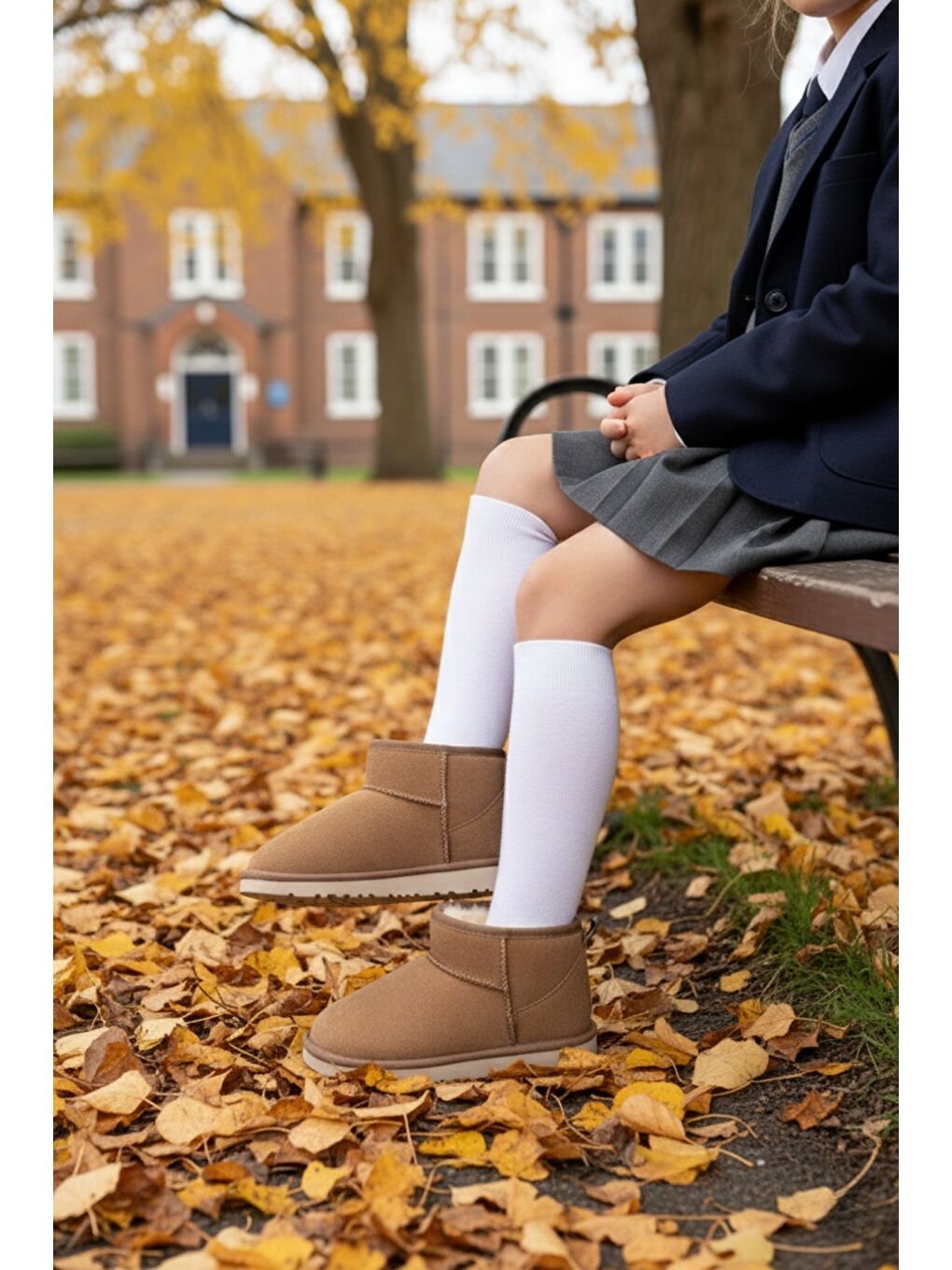 Bej FROZİE Çocuk Kalın Taban İçi Tüylü Günlük Mini Yarım Bot-1
