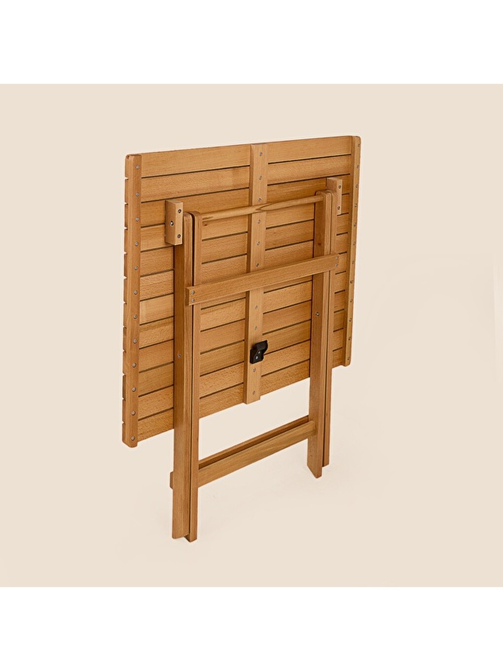 Kahverengi 4+1 Katlanır Kayın Ahşap Bistro Set - Meşe - 70x80 cm-6