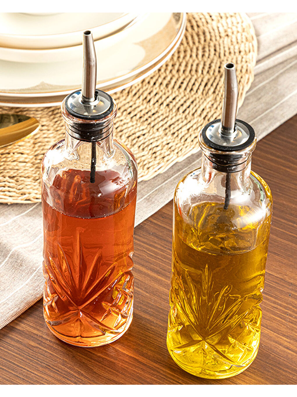 Renksiz Bony Cam 2'li Yağlık - Sirkelik 18 cm Şeffaf-1