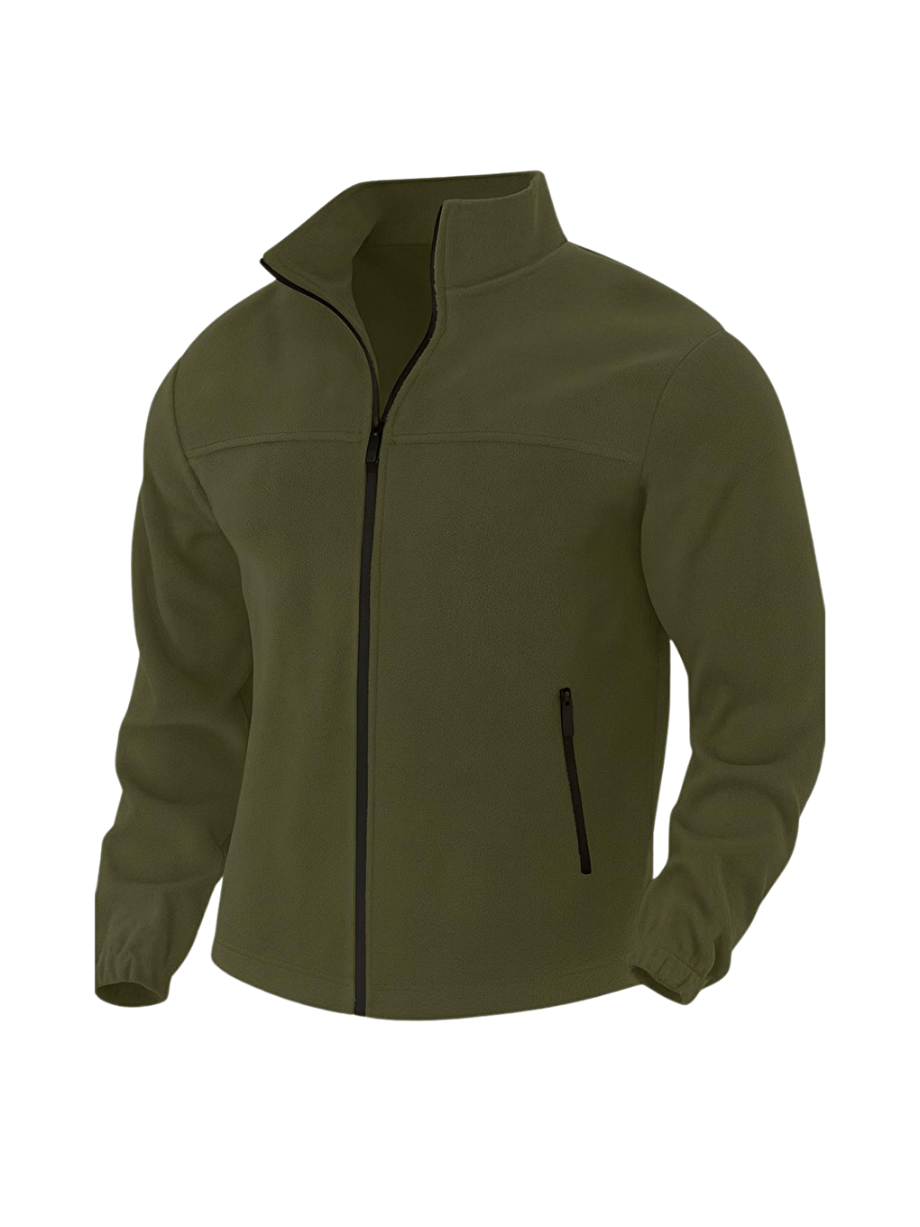 Haki Genıus Store Erkek Polar Bato Yaka Tam Fermuarlı Cepli Polar BATO-POLAR