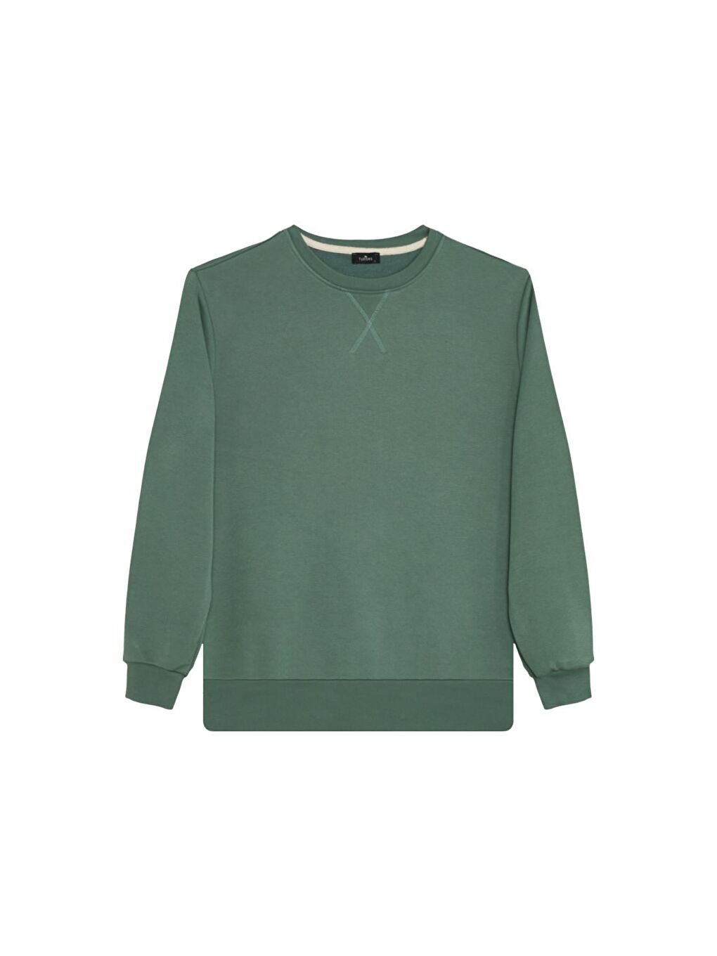 Karışık Unisex 3'Lü Paket Beyaz-Yeşil-Mavi Relax Fit %100 Pamuk 3 İplik Bisiklet Yaka Sweatshirt-2