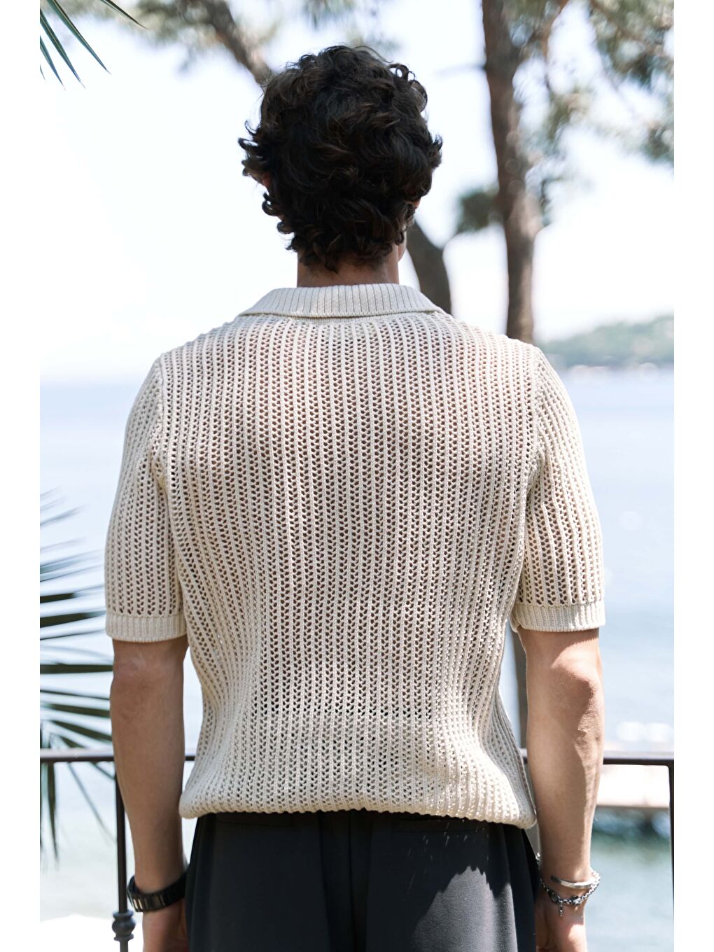 Bej Robert Erkek Polo Yaka Naturel Triko T-Shirt-4