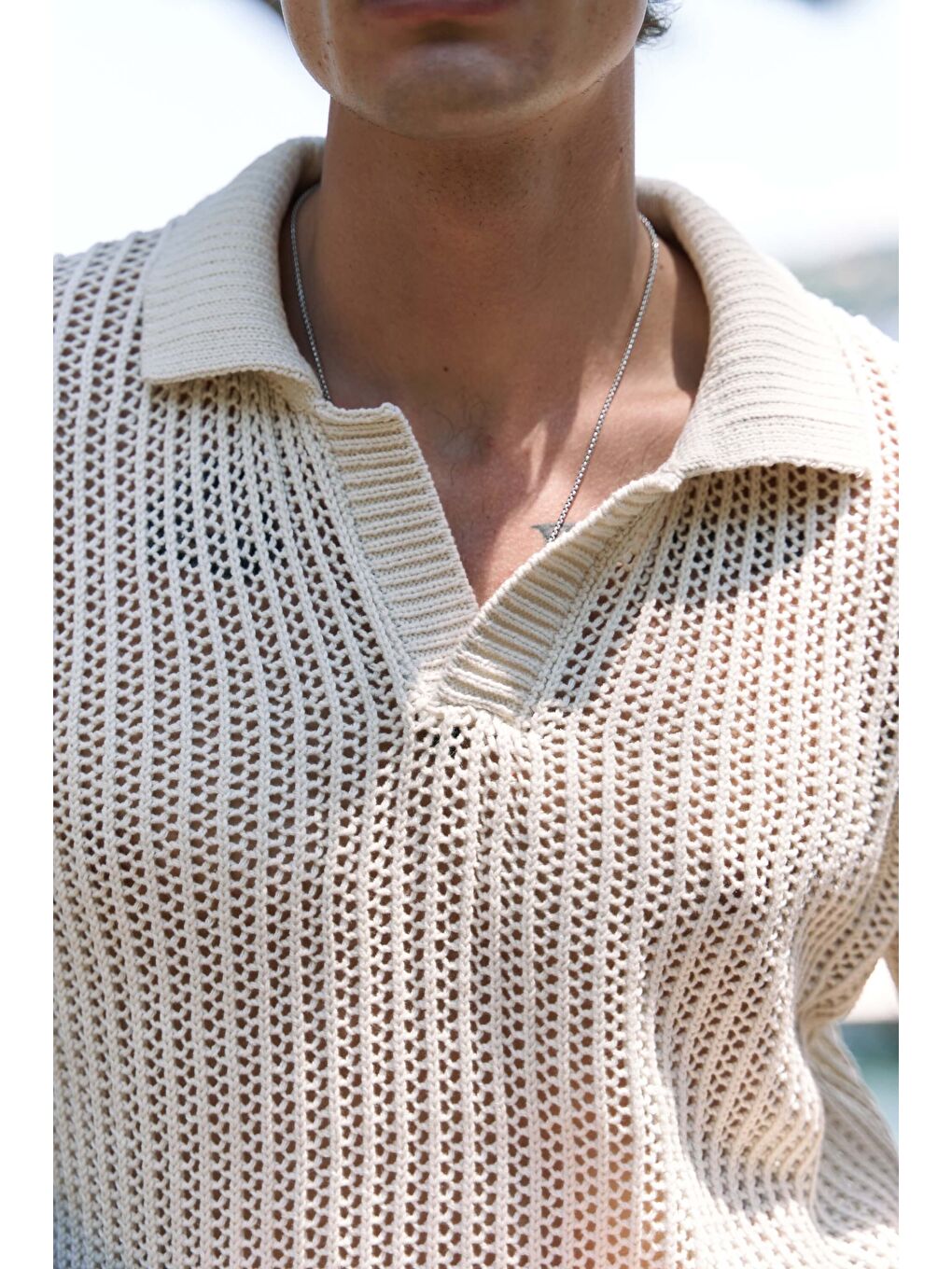 Bej Robert Erkek Polo Yaka Naturel Triko T-Shirt-6