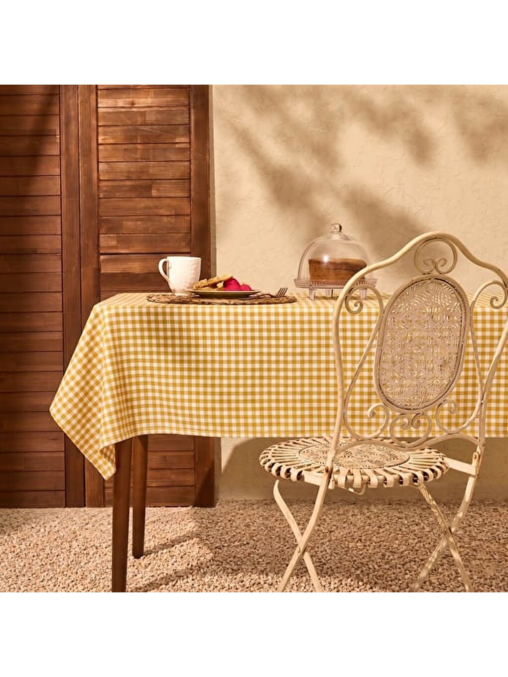 Karışık Soft Dama Masa Örtüsü - Sarı - 150x150 Cm