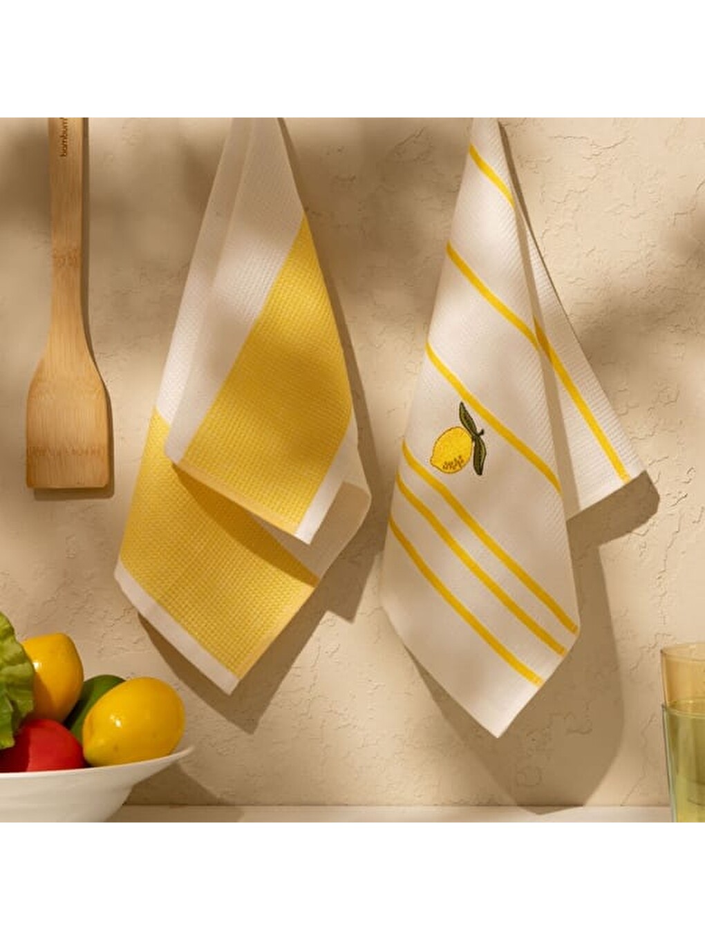 Soft Limon Desenli 2'li Kurulama Bezi - Beyaz - 30x50 cm-1