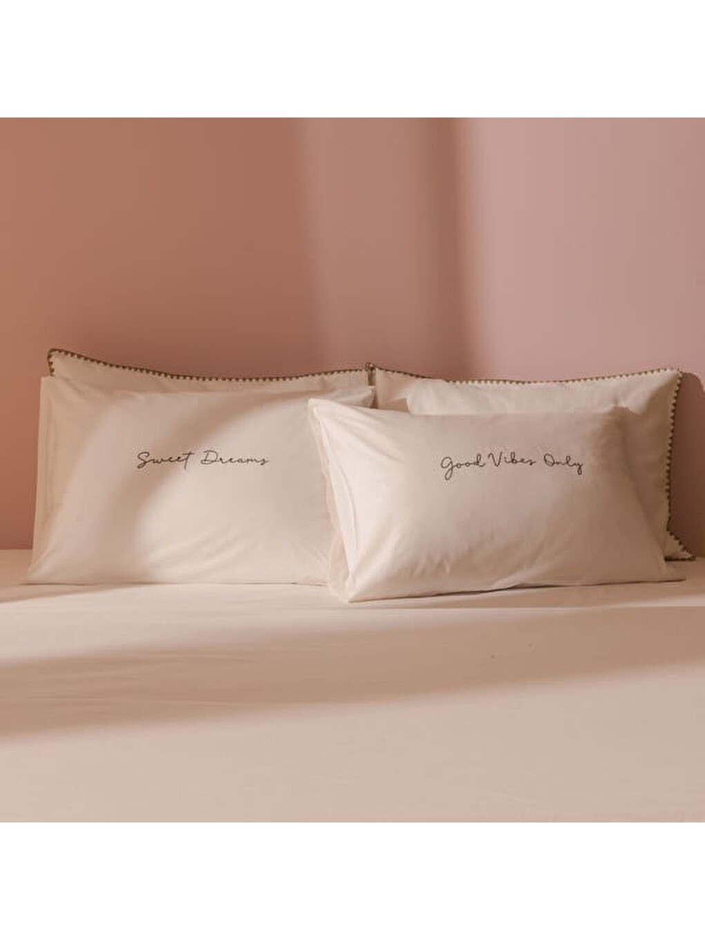 Soft Motto 2'li Yastık Kılıfı - Beyaz - 50x70 cm-3