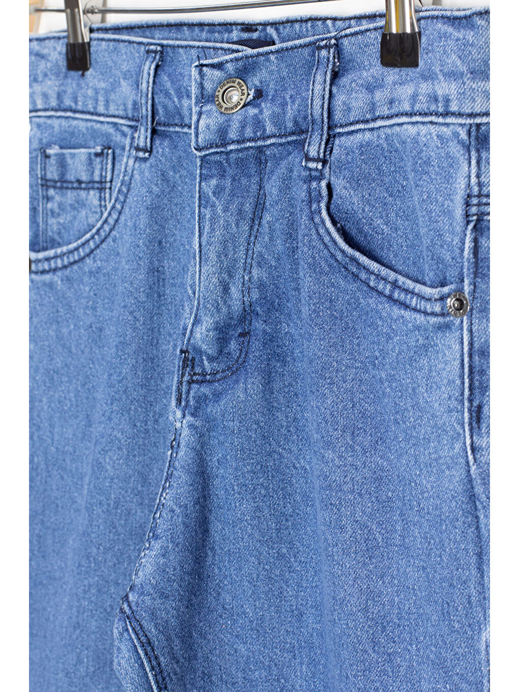 Mavi Arkası Yazı Baskılı Dar Paça Erkek Çocuk Jean Pantolon 20420-2