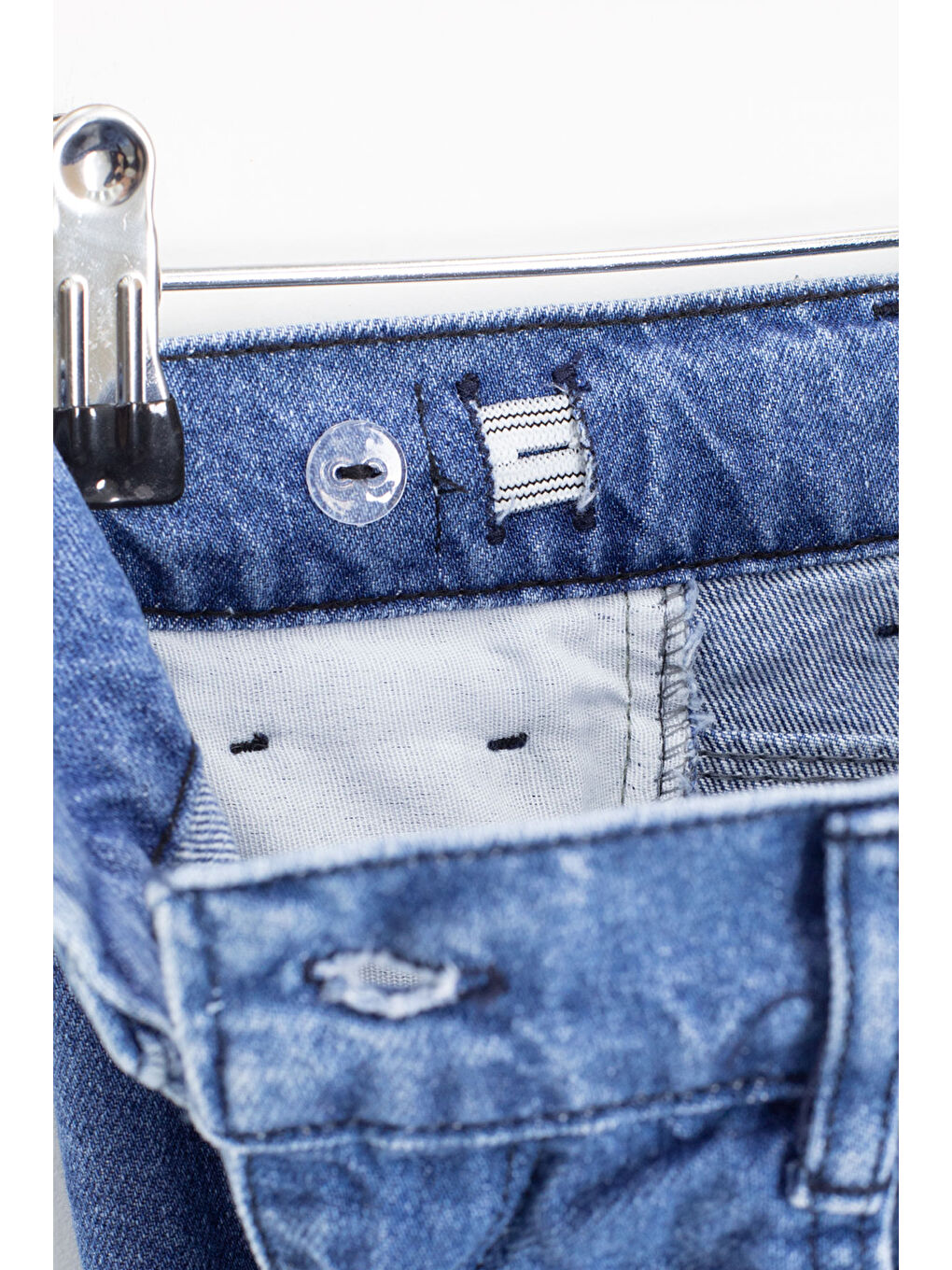 Mavi Arkası Yazı Baskılı Dar Paça Erkek Çocuk Jean Pantolon 20420-4