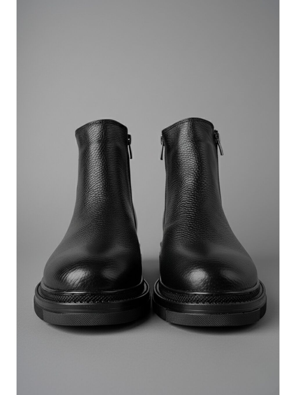 Siyah CHELSEY Hakiki Deri Çift Fermuarlı Erkek Kışlık Bot-4
