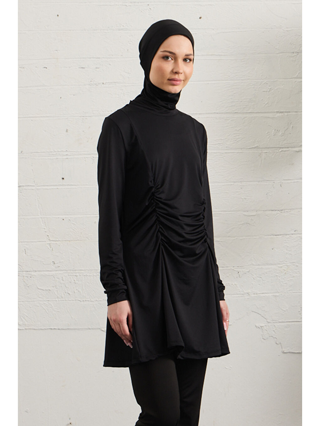 Elastanlı Tam Kapalı Tesettür Mayo 1429-01 Siyah-4
