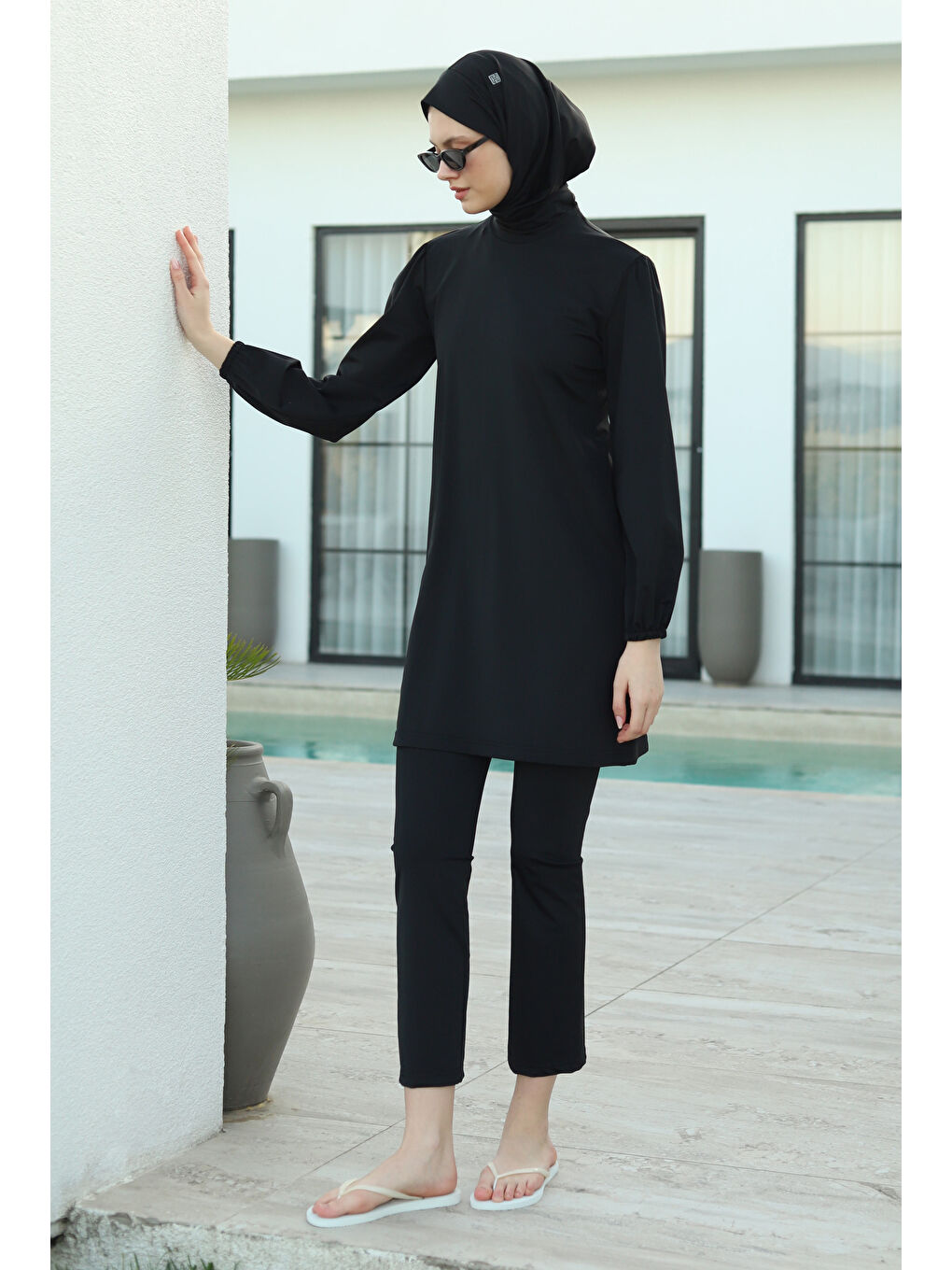 Siyah Elastanlı Basic Yüzme Takımı-4