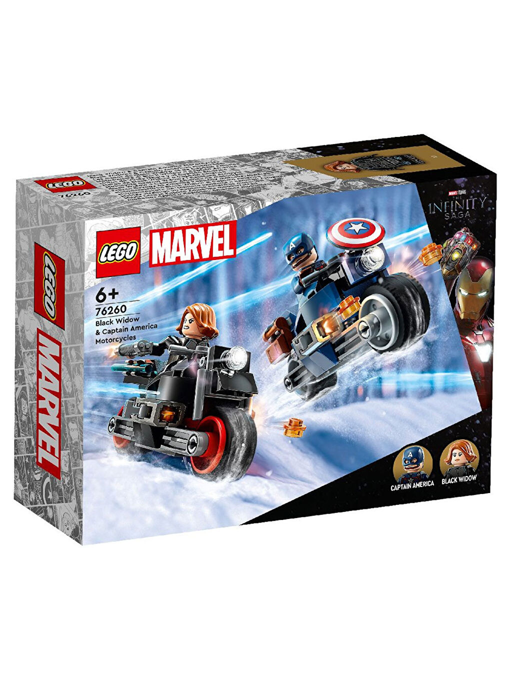 Lego Renksiz Marvel Black Widow ve Kaptan Amerika Motosikletleri 76260 - 2