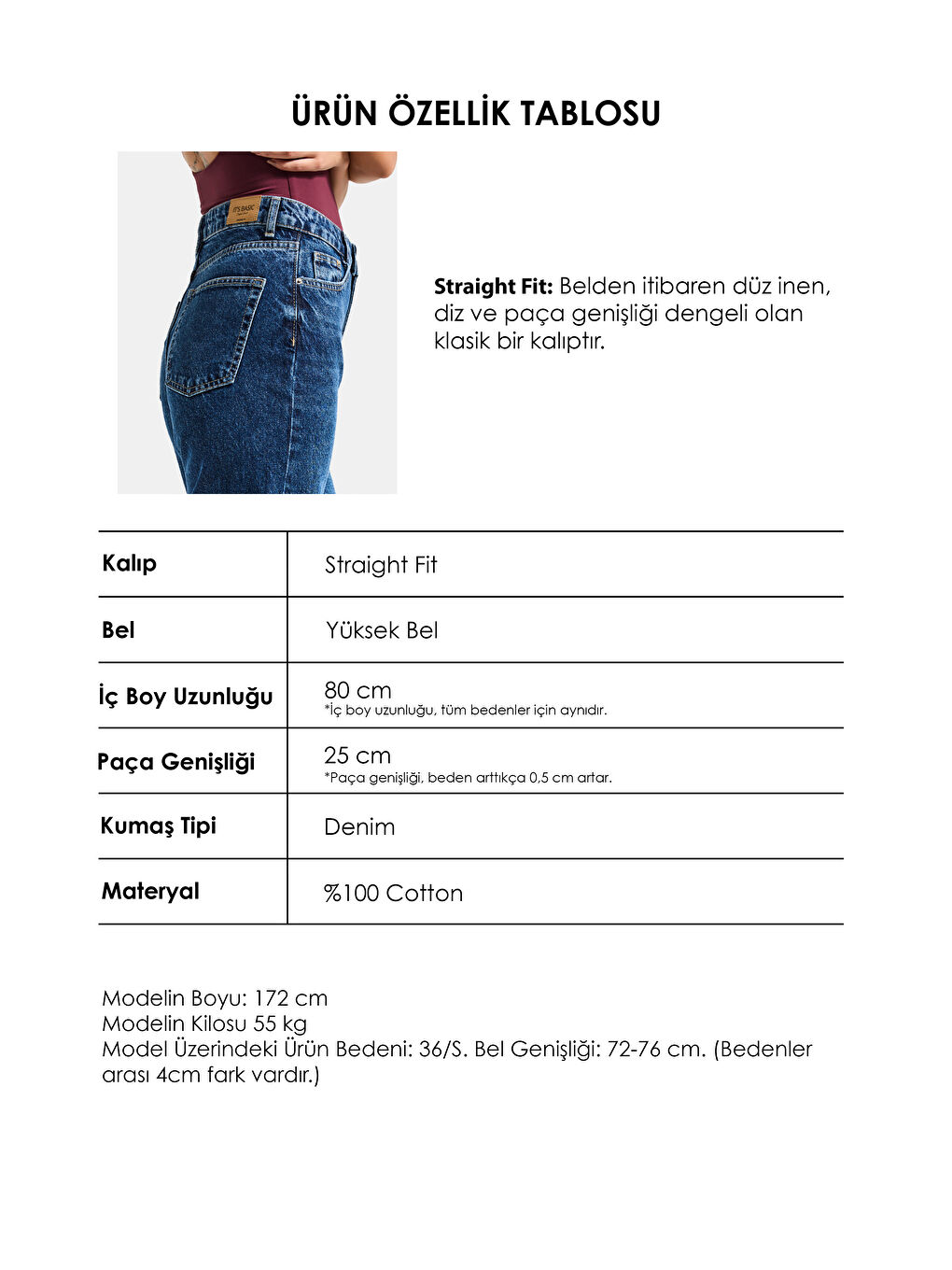 Kadın Koyu Mavi Renk Doris 2s6-5 Straight Fit Yüksek Bel %100 Pamuk Denim Jean-3