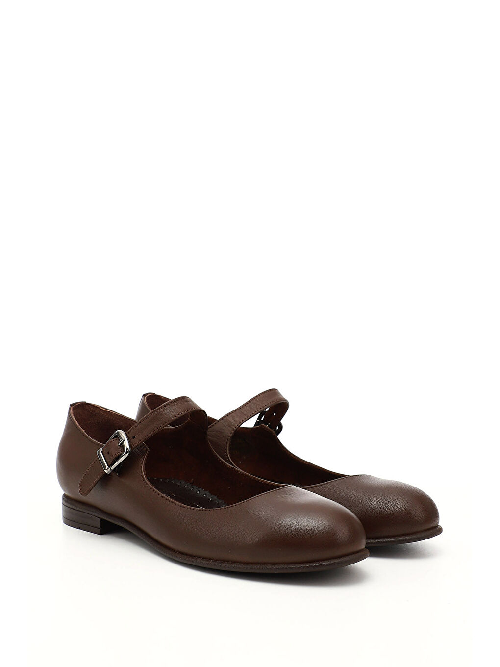 Kahverengi Kadın TÜTÜN KAHVE Bilek Bağlı Mary Jane Hakiki Deri Babet-1