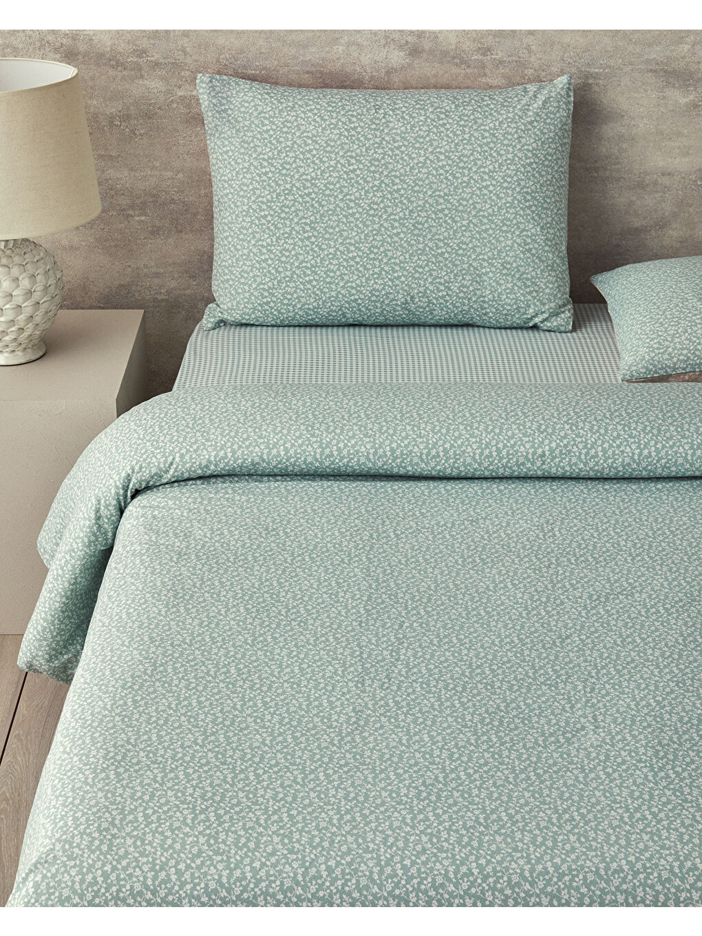 Fancy Flowers Çift Kişilik Nevresim Takımı Yeşil-1