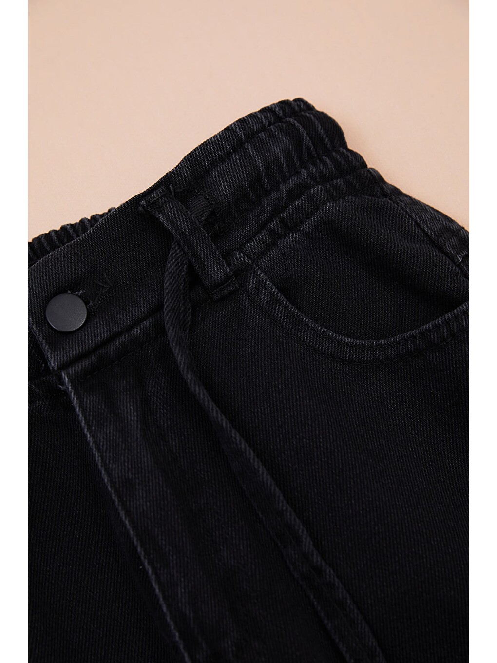 Siyah Beli Bağlamalı Baggy Erkek Çocuk Pantolon-2