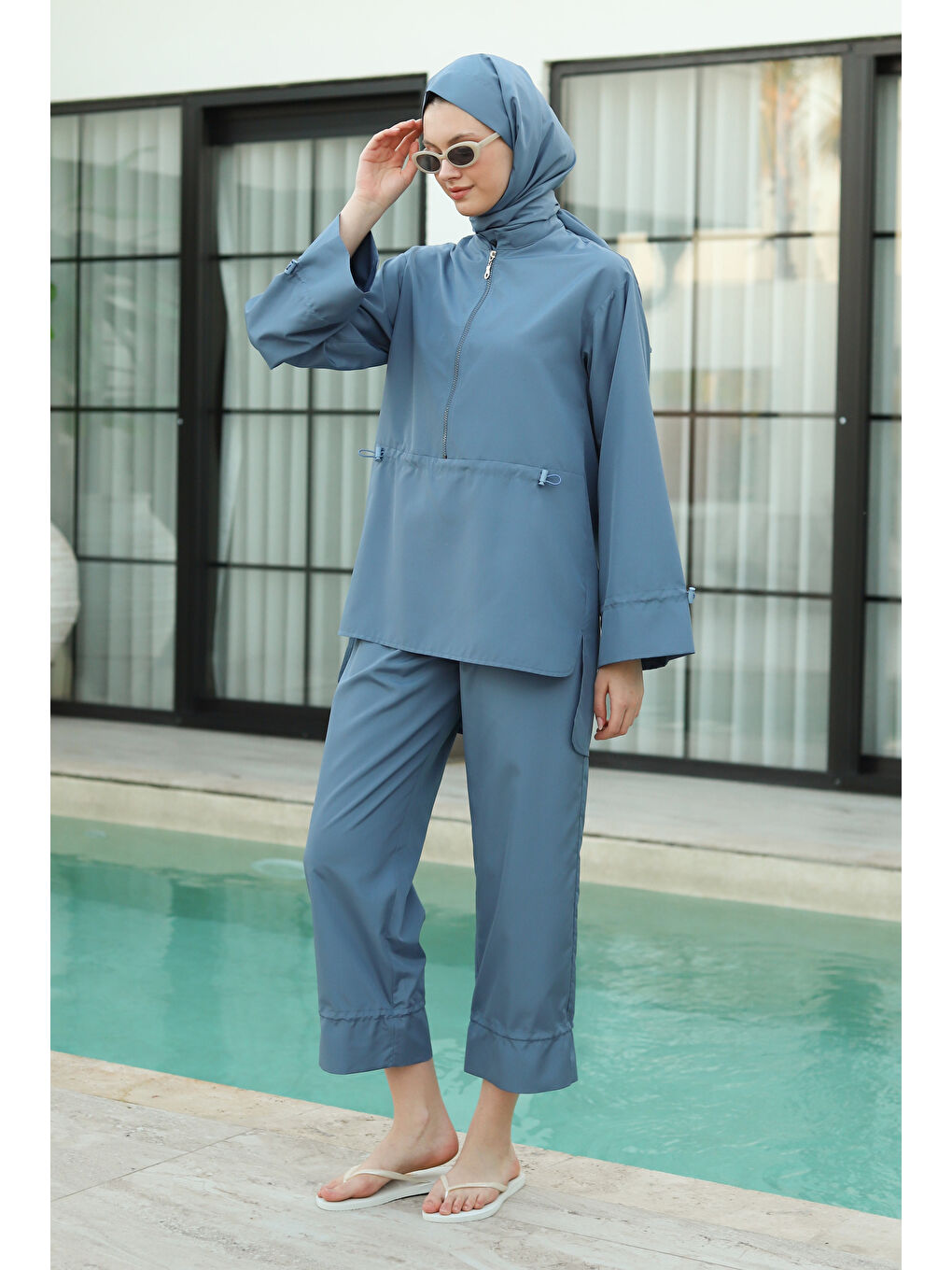 Geniş Manşetli Yüzme Takımı Mavi-1