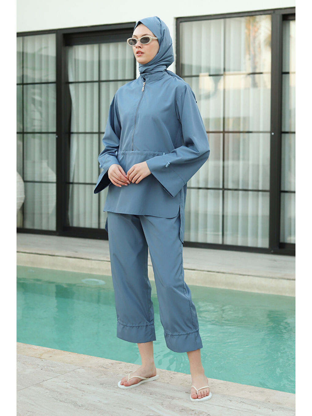 Geniş Manşetli Yüzme Takımı Mavi-2