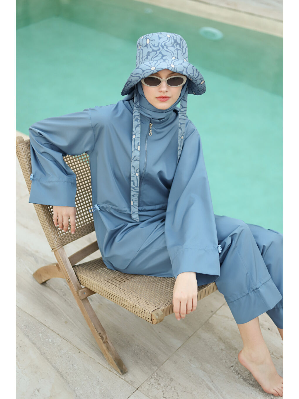 Geniş Manşetli Yüzme Takımı Mavi-3