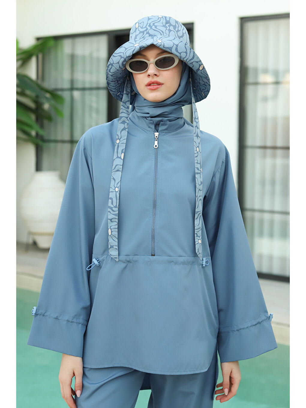 Geniş Manşetli Yüzme Takımı Mavi-4