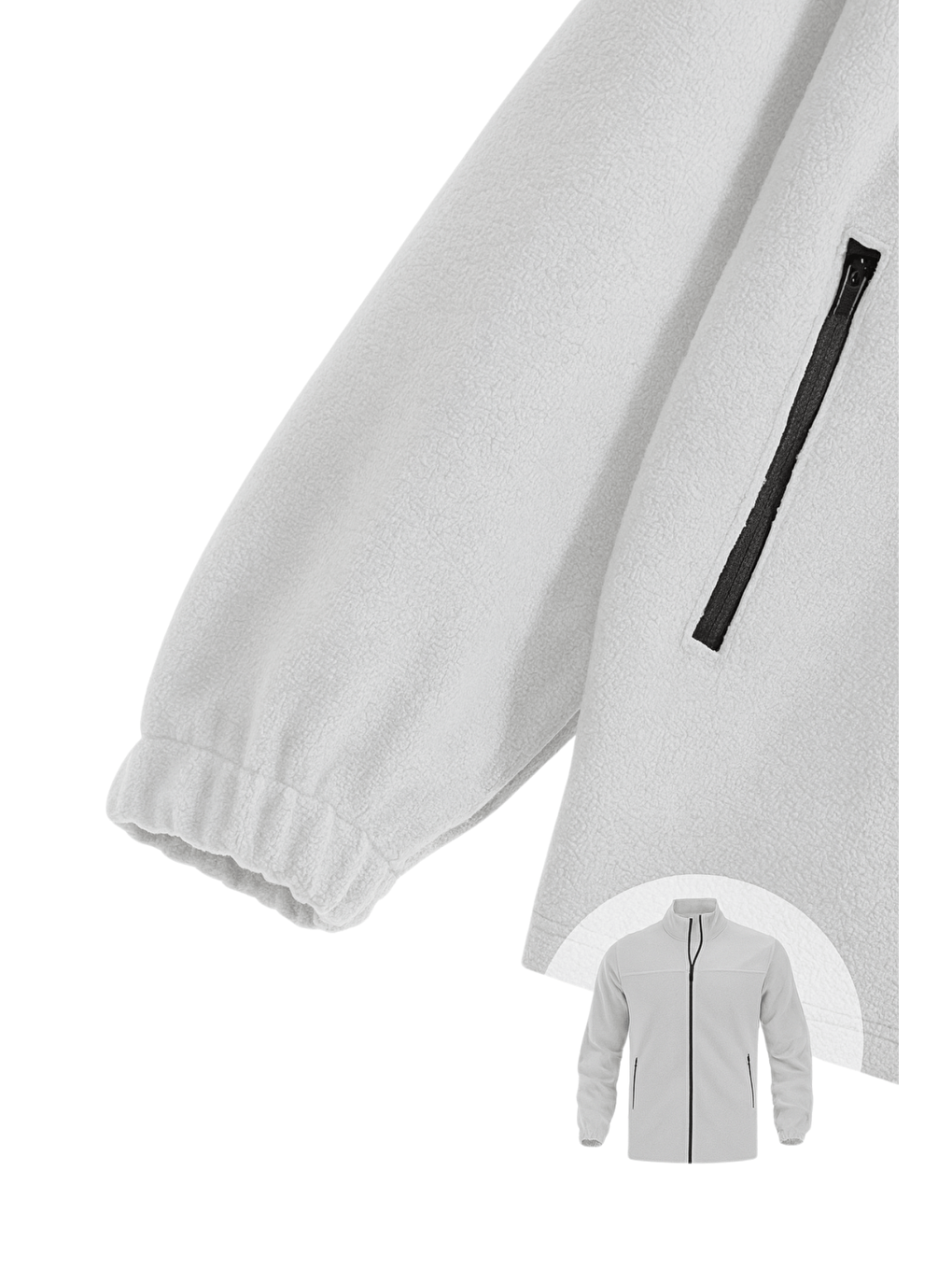 Gri Genıus Store Erkek Polar Bato Yaka Tam Fermuarlı Cepli Polar BATO-POLAR-2