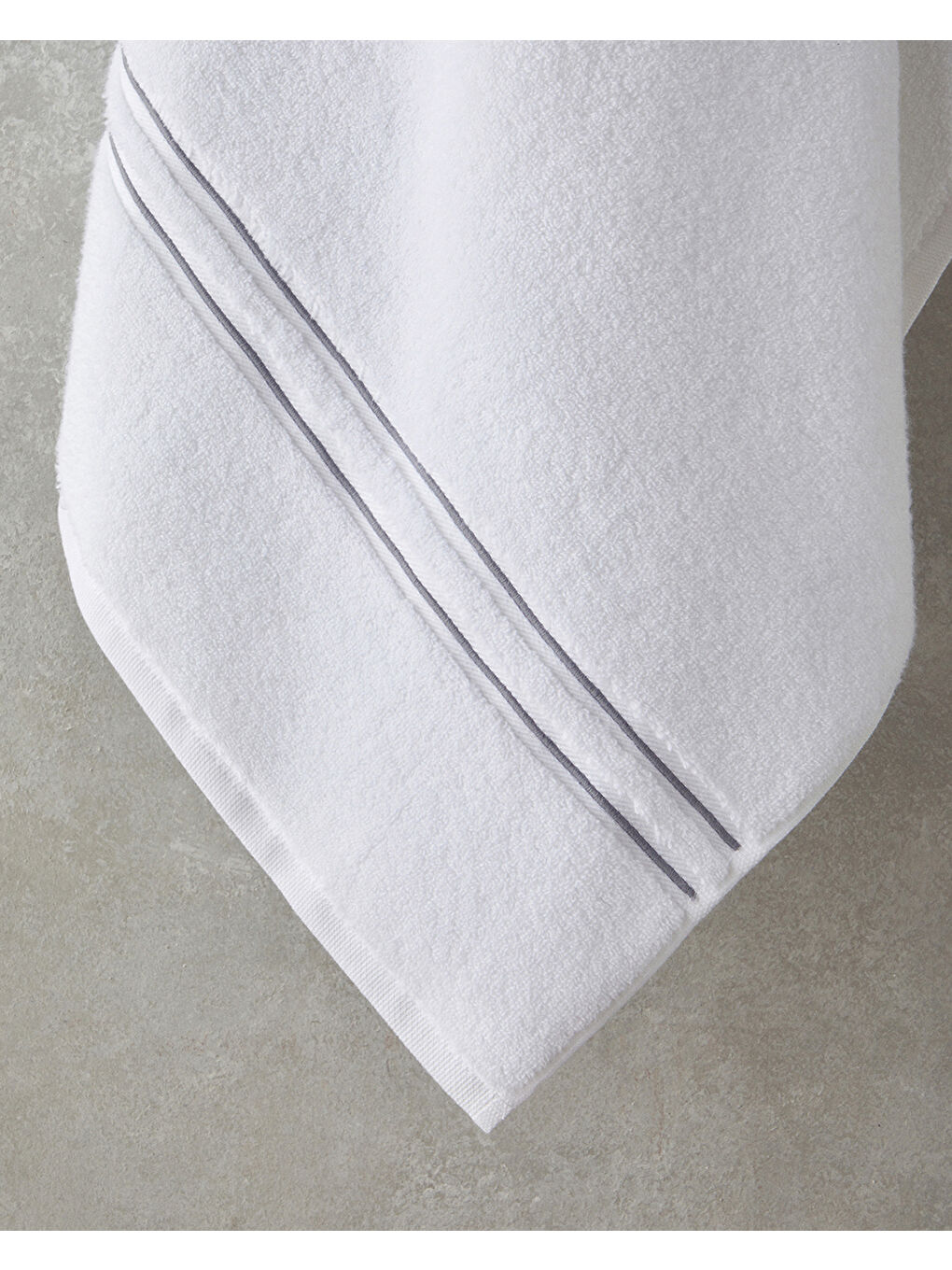 Chic Stripe Pamuklu Nakışlı Banyo Havlusu 90x150 cm Beyaz-1