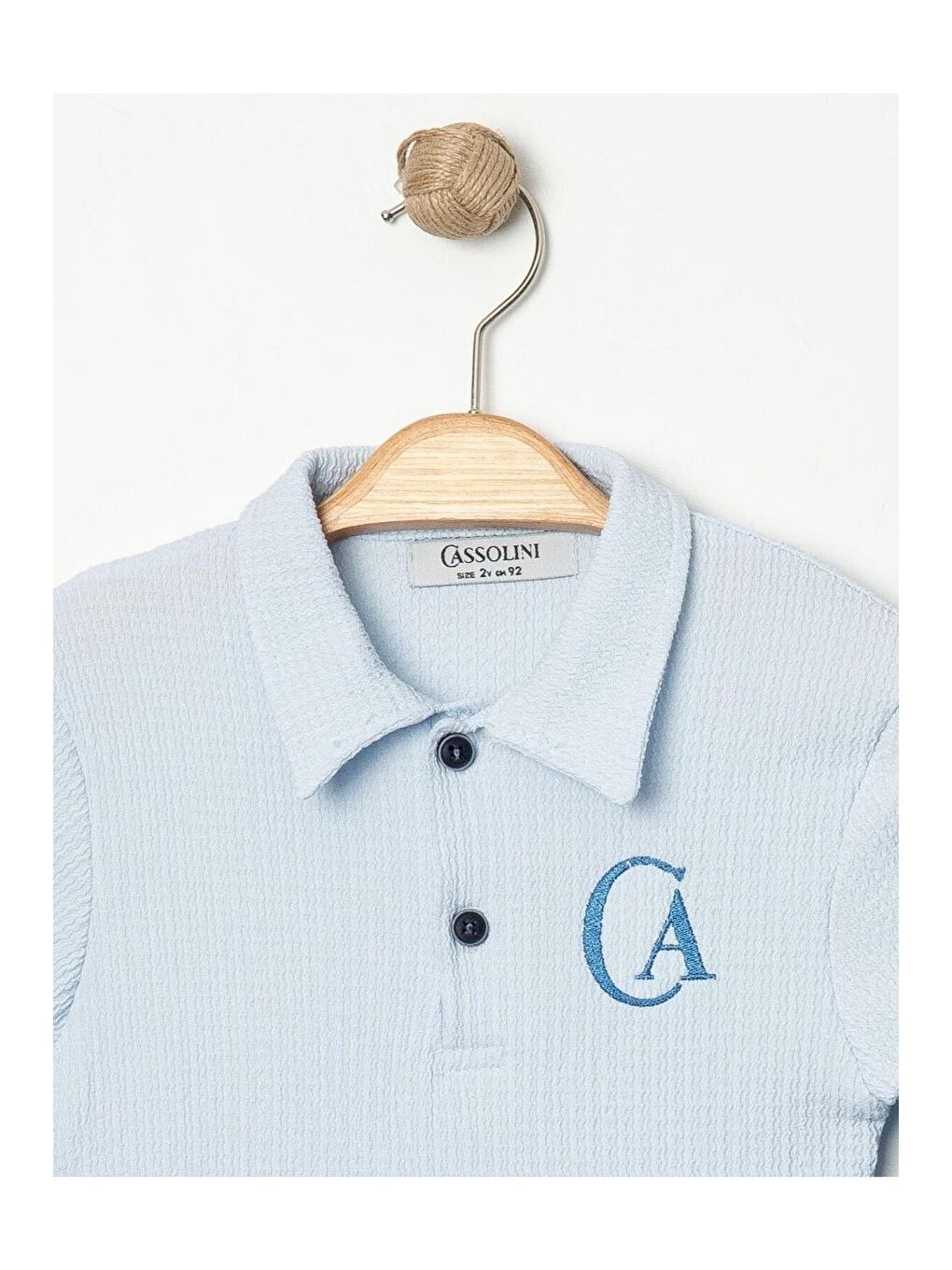 Mavi Tarz Lakos Yaprak Desenli Belden Ayarlanabilir Kısa Kollu Şortlu 2'li Takım Çocuk ve Bebek Giyi-4