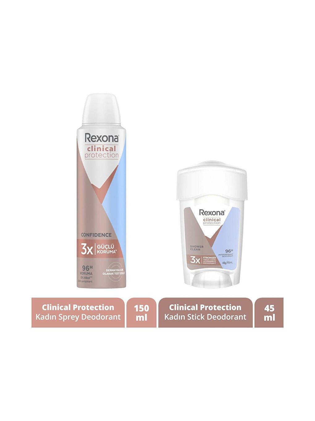 Rexona Renksiz Clinical Protection Kadın Sprey Deodorant ve Stick Deodorant