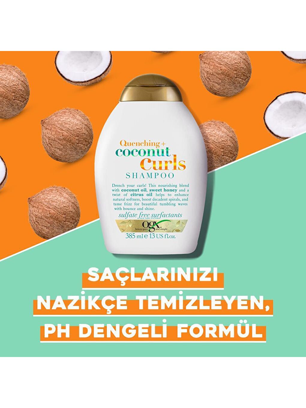 OGX Renksiz Bukleli Saçlar için Nemlendirici Coconut Curls Sülfatsız Şampuan 385 ml - 4