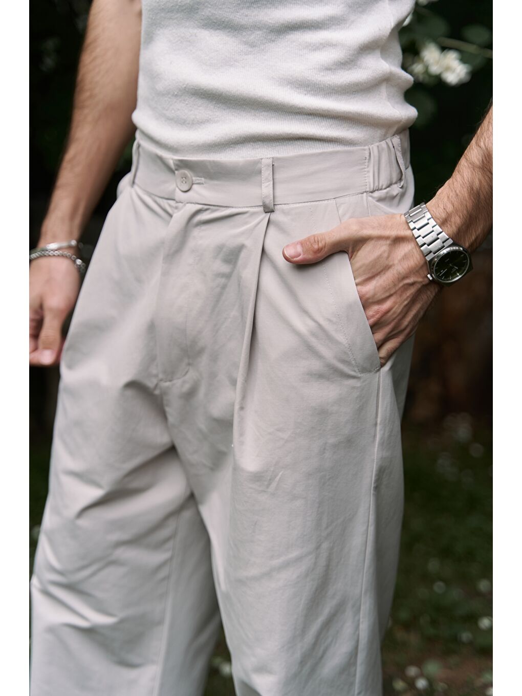 Sergio Düğmeli Gri Erkek Pantolon-2