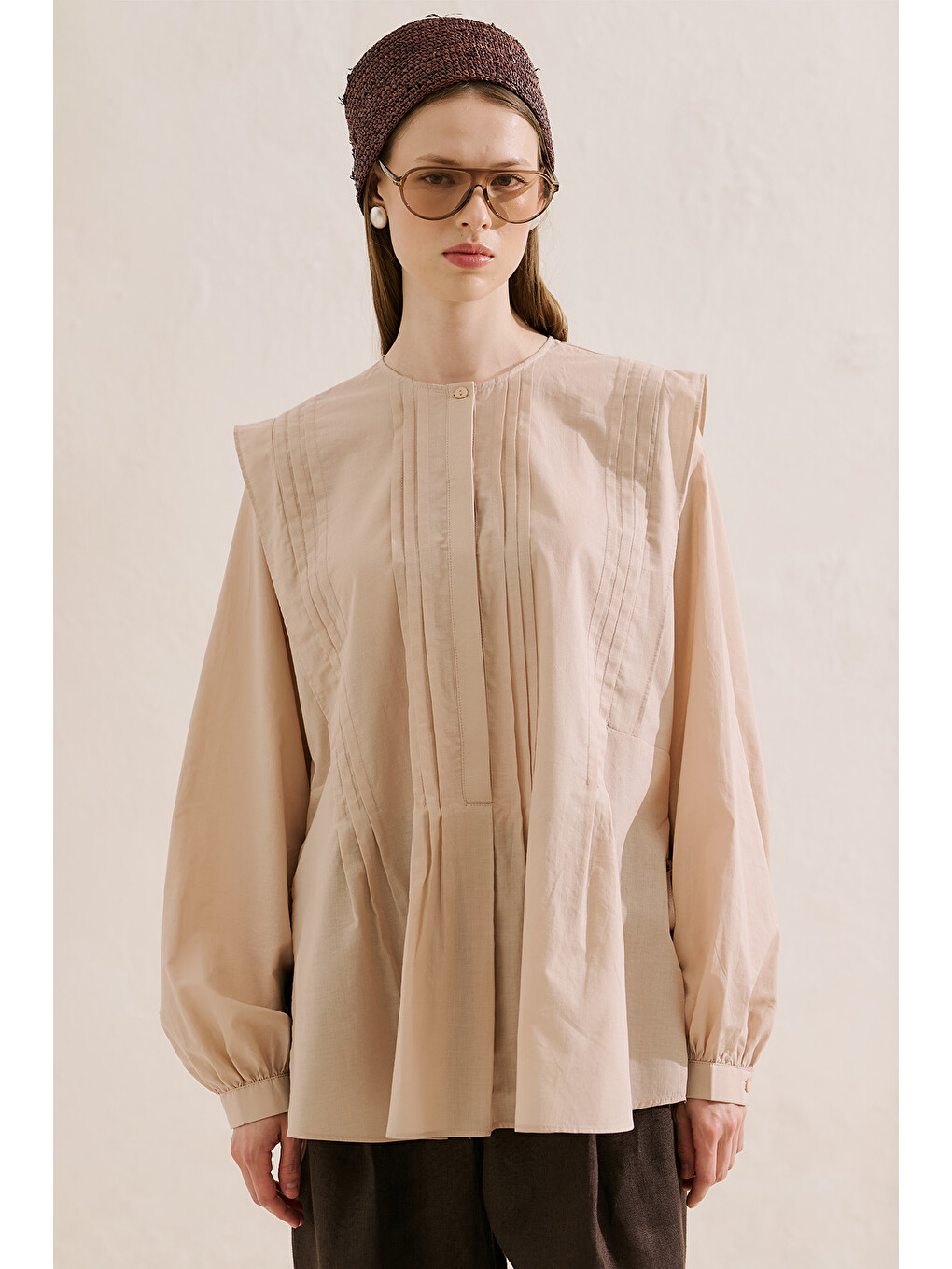 Fırfır Detaylı Dökümlü Tunik Pembe-3