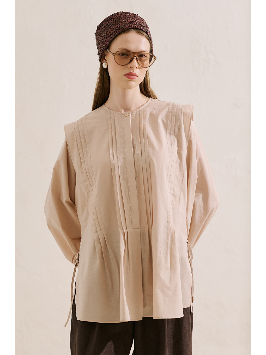 Fırfır Detaylı Dökümlü Tunik Pembe-4