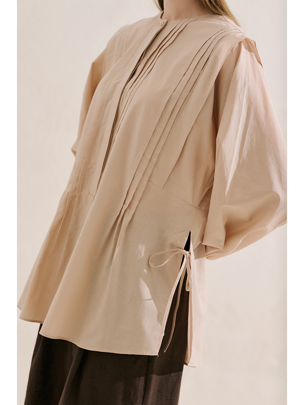 Fırfır Detaylı Dökümlü Tunik Pembe-6