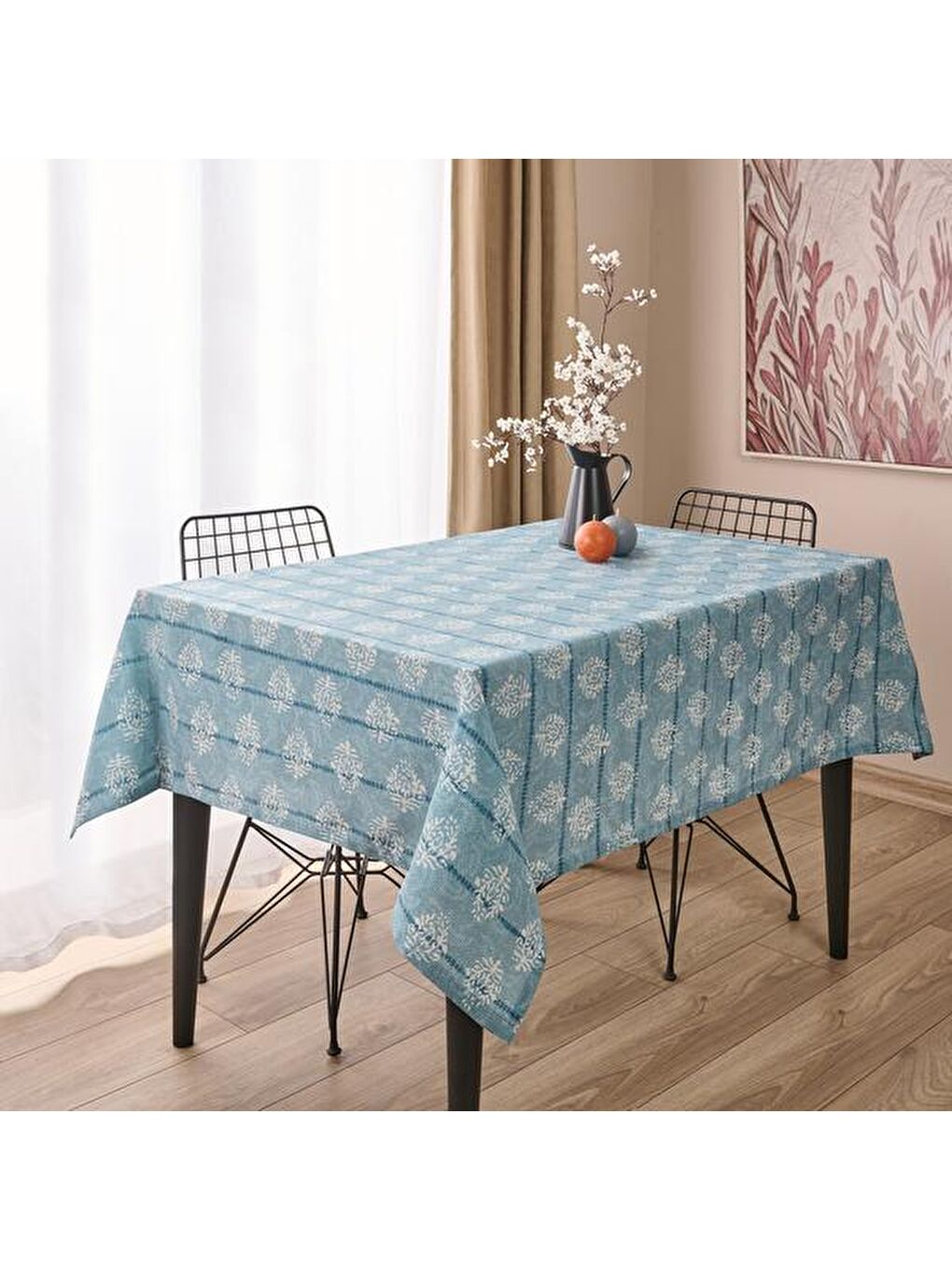 Soft St Tropez Masa Örtüsü - Mavi - 150x150 cm