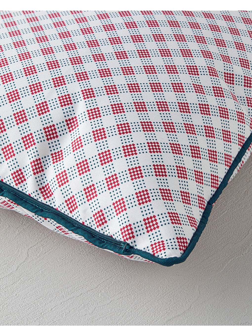 Righe Kırlent Kılıfı 45x45 cm Kırmızı - Beyaz-1