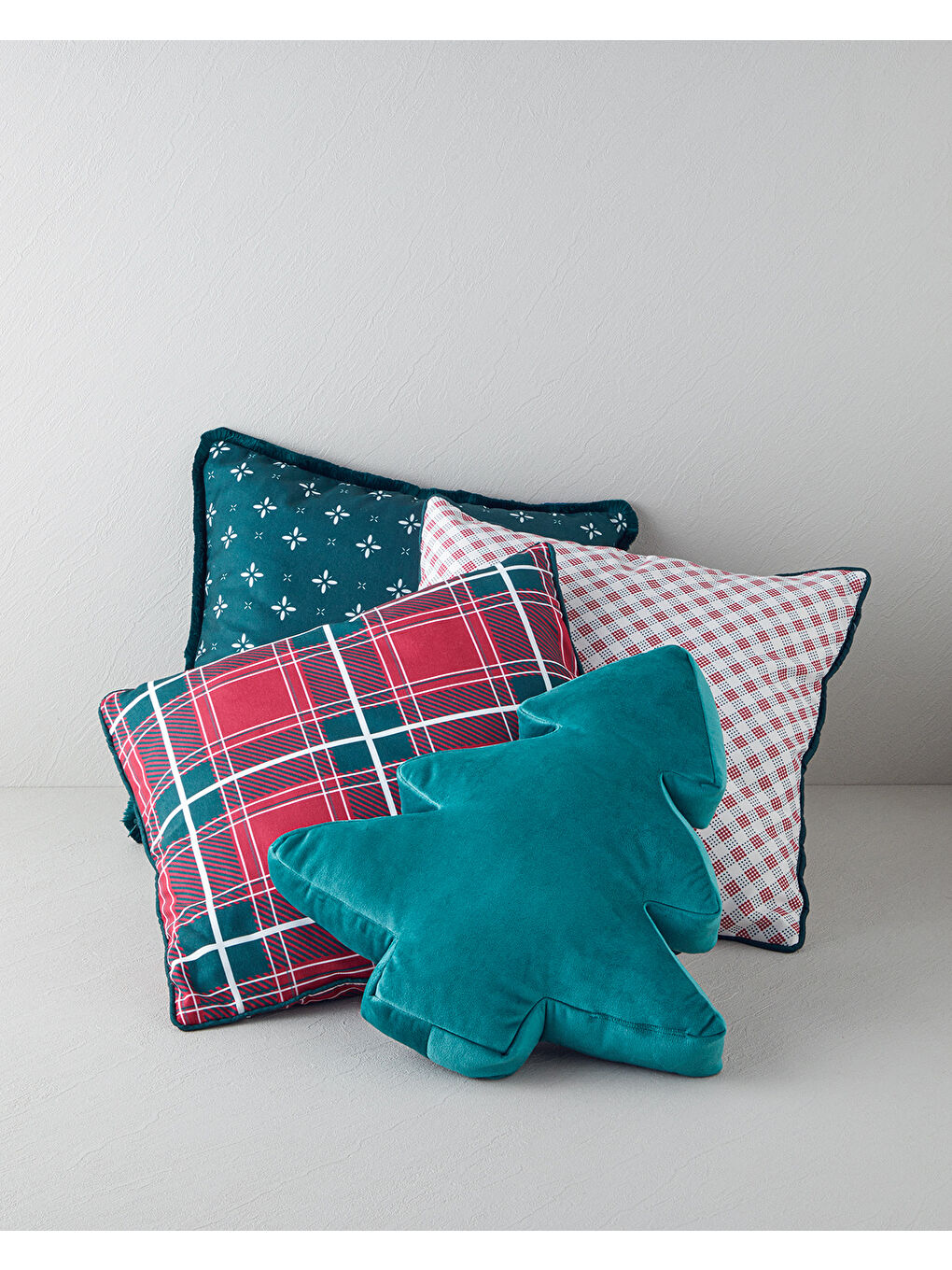 Righe Kırlent Kılıfı 45x45 cm Kırmızı - Beyaz-2