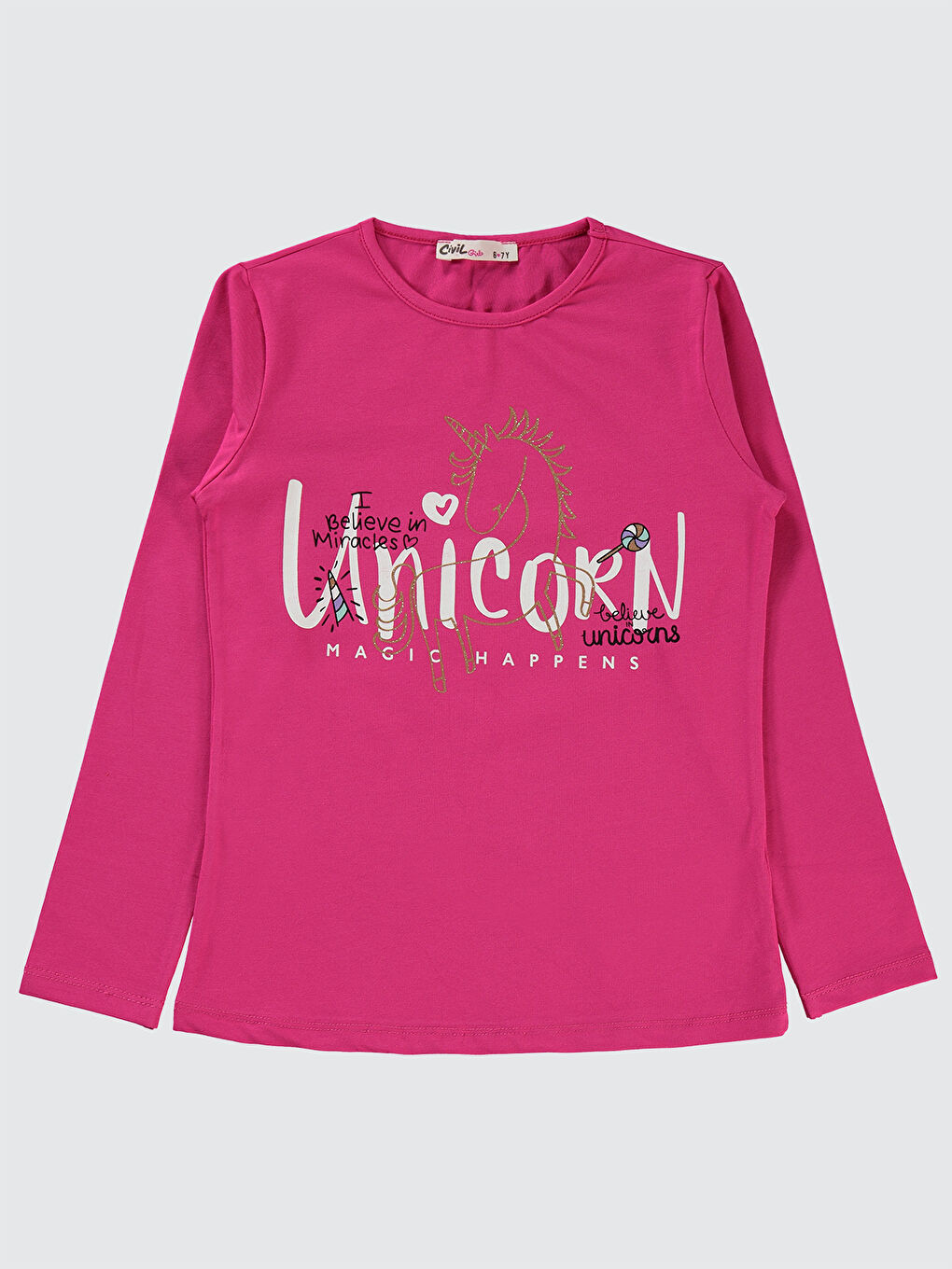 Civil Girls Kız Çocuk Sweatshirt 6-9 Yaş Aydınlık Pembe