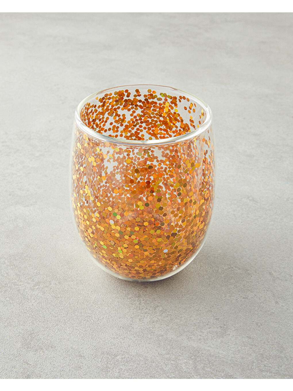 Sarı Shimmer Borosilikat Double Wall Bardak 400 ml Gold-2