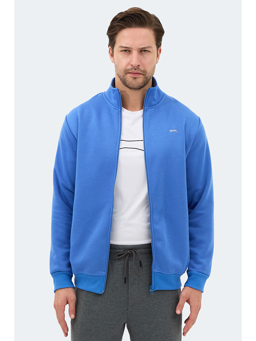 İndigo MENDOZA I Erkek Fermuarlı Dik Yaka Cepli Indigo Sweatshırt-5