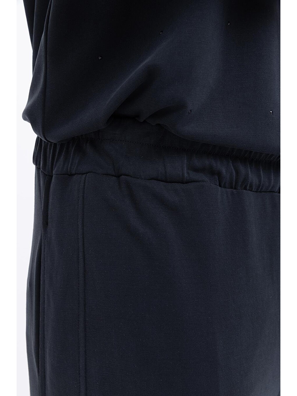 Siyah-büyük Beden Beli Lastikli Geniş Paça Pantolon-3
